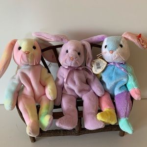 Hippie, Dippy and Hoppity Spring  Pastel  Easter Beanie Bunnies